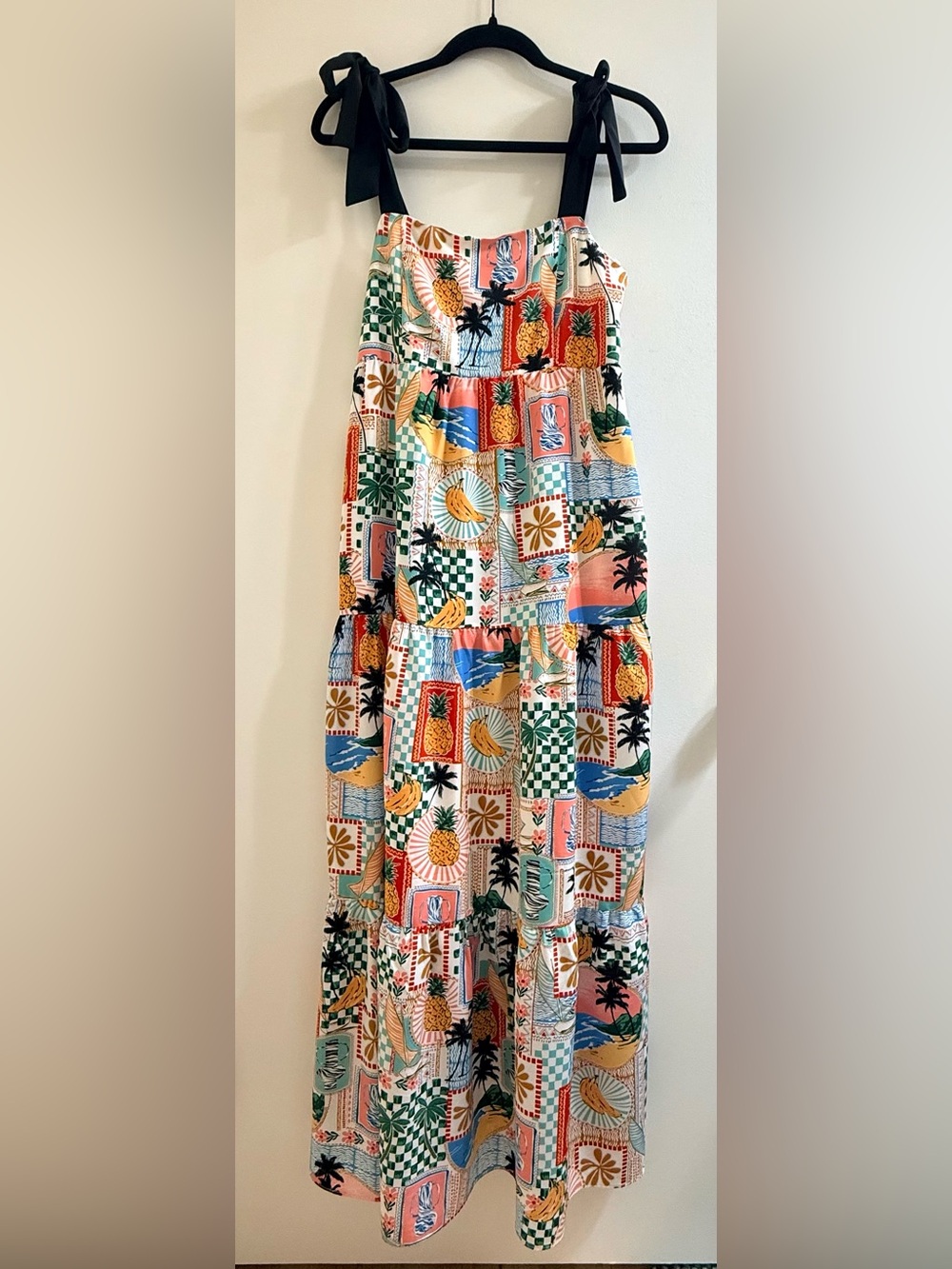 Skies Are Blue Citrus Sway Tropical Patchwork Tiered Maxi Dress - Size S  NWT - Picture 6 of 16